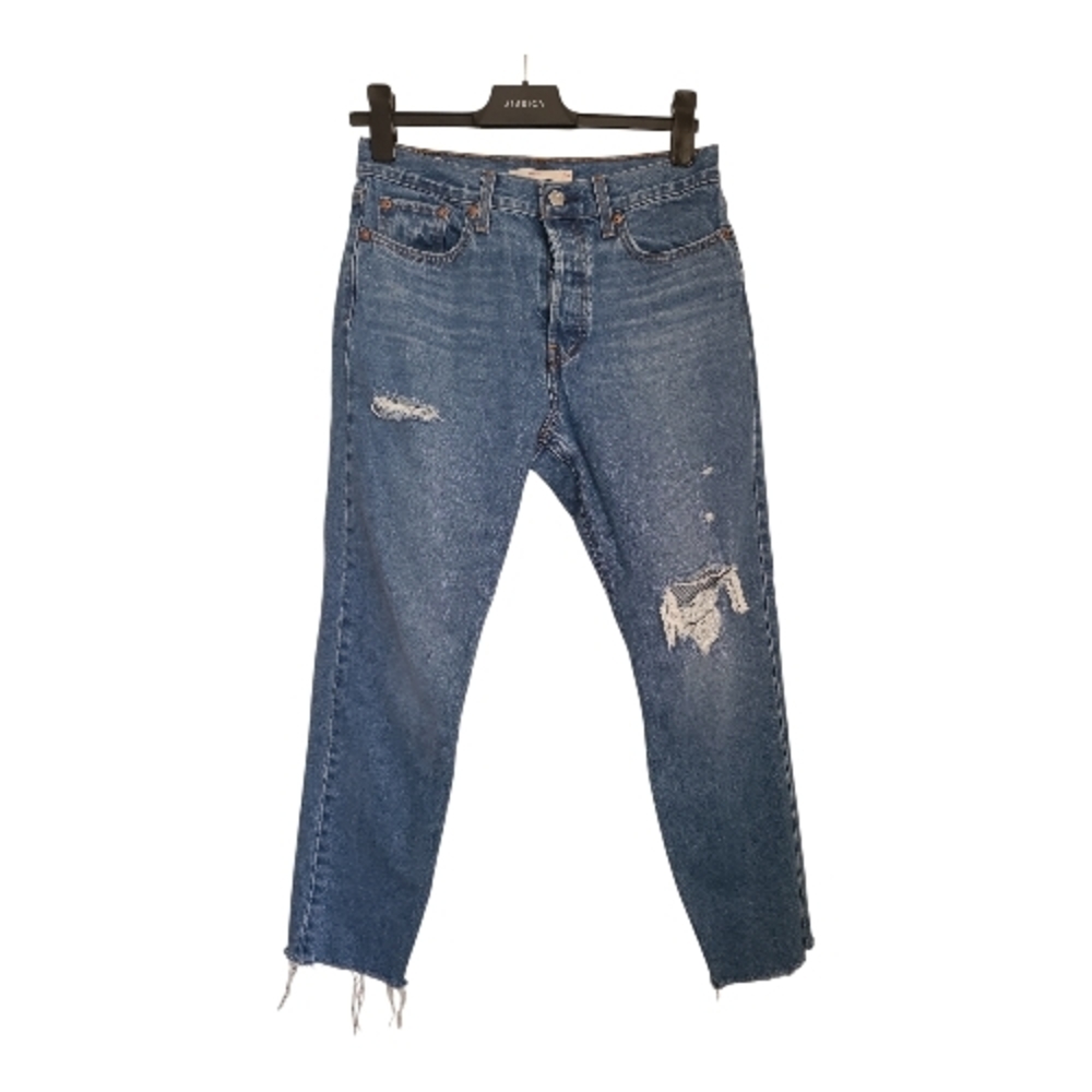 Levi's Wedgie Button Front Medium Wash Distressed Denim Jeans Waist 29